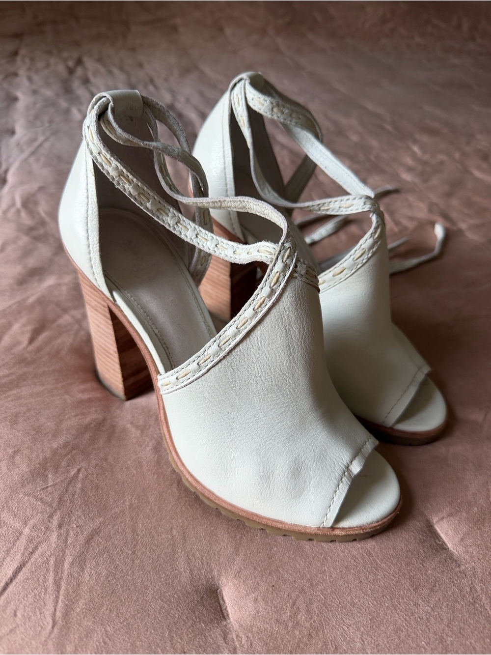 Frye Leather Lace-Up Block Heel Sandals – Women's Size 7